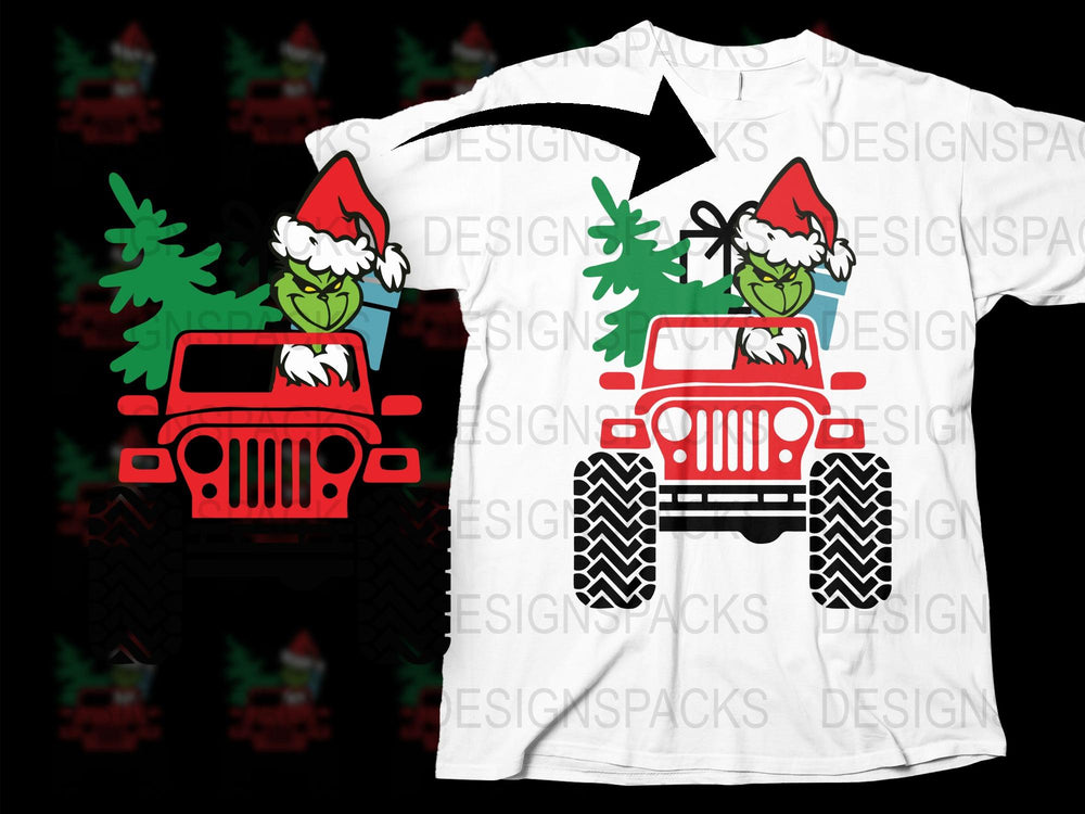 Christmas Gnome T-Shirt, Off-Road Jeep Adventure, Holiday Graphic Tee, Festive Outdoor Design, Red and White