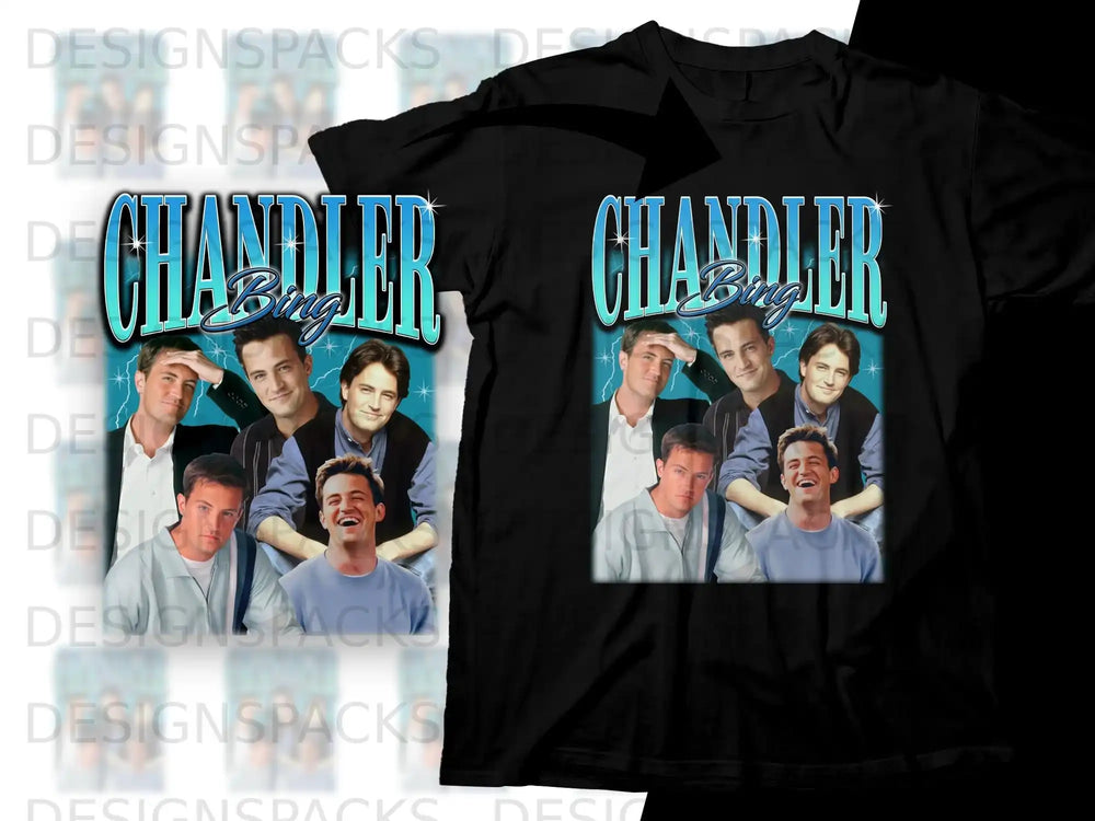 Friends Chandler Bing graphic tee featuring cast members.