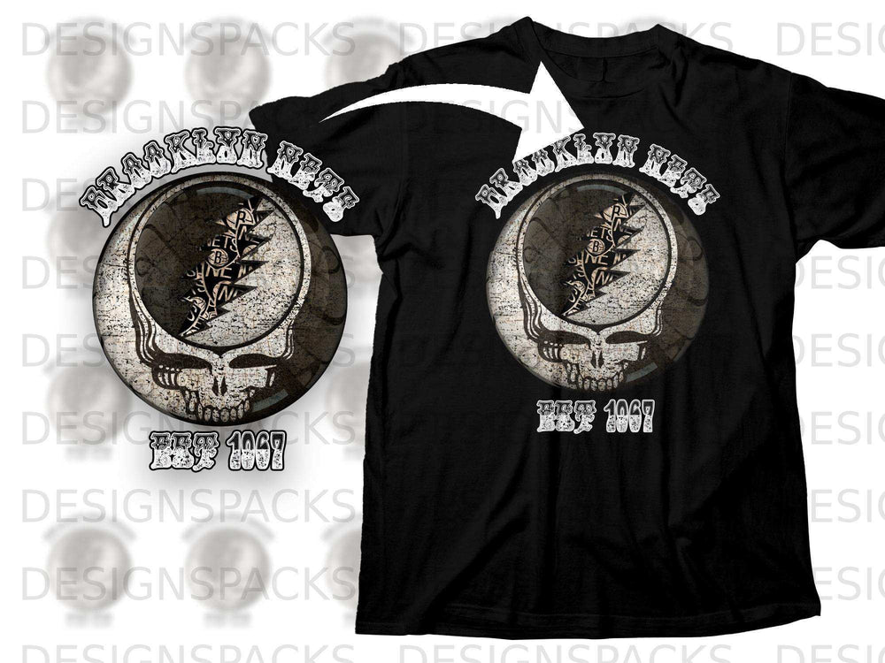 Retro Brooklyn 1967 Skull and Lightning Bolt T-shirt