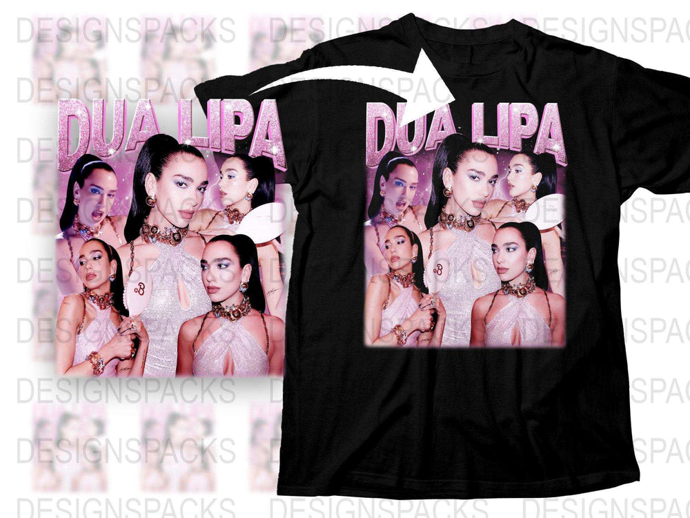 Dua Lipa Fan T-Shirt, Pop Music Artist Graphic Tee, Women's Fashion Top, Celebrity Photo Collage Shirt