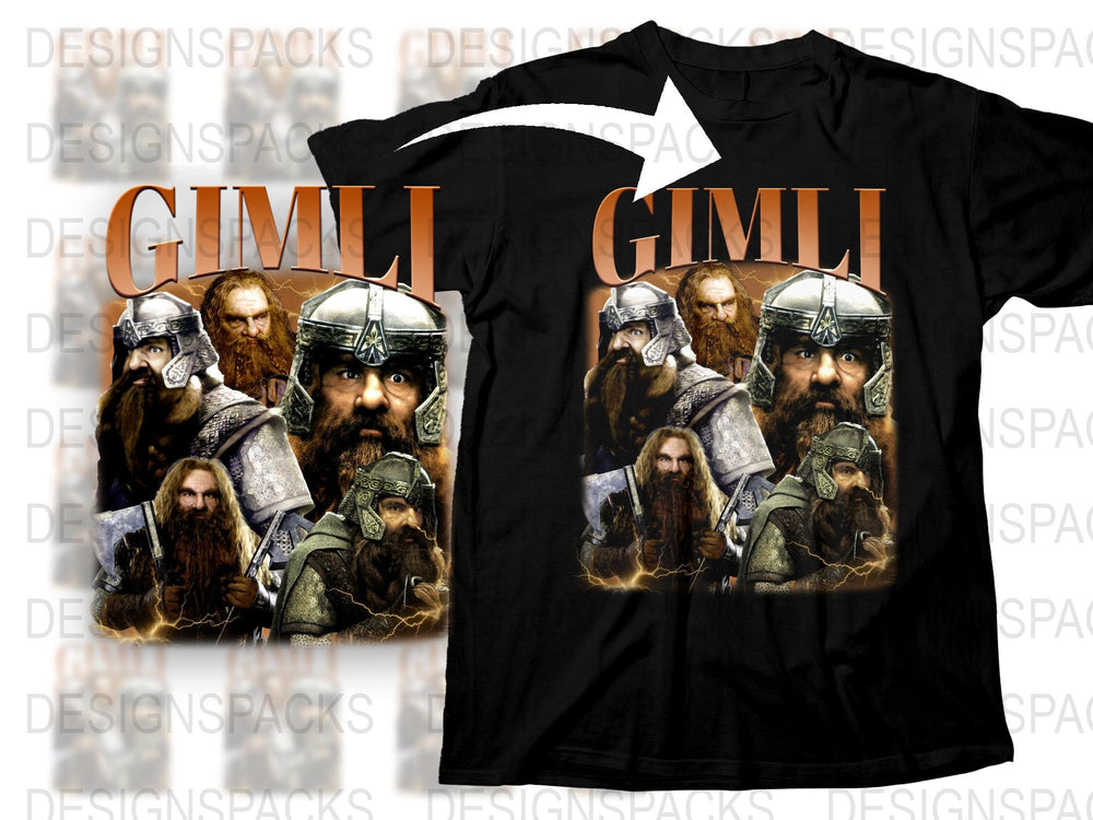 Gimli T-Shirt, Lord of the Rings Inspired Graphic Tee, Fantasy Movie Character Shirt, Dwarven Warrior Apparel, Fan Gift Idea