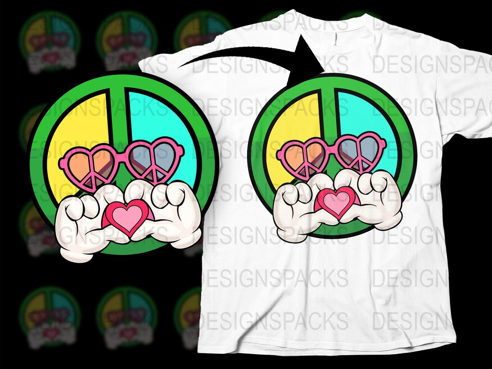 Cartoon Hands Heart Sign T-Shirt, Colorful Graphic Tee, Cute Love Symbol Shirt, Unisex Fashion Top