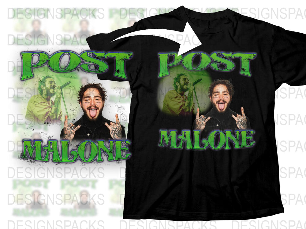 Post Malone Graphic T-Shirt, Hip Hop Music Tee, Green Black Artist Shirt, Unisex Concert Merchandise