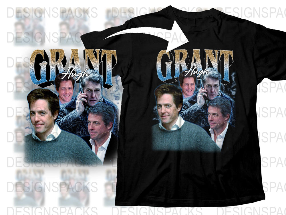 Hugh Grant Graphic T-Shirt, Vintage Movie Star Collage Tee, Unisex Fashion Top, Celebrity Print Shirt