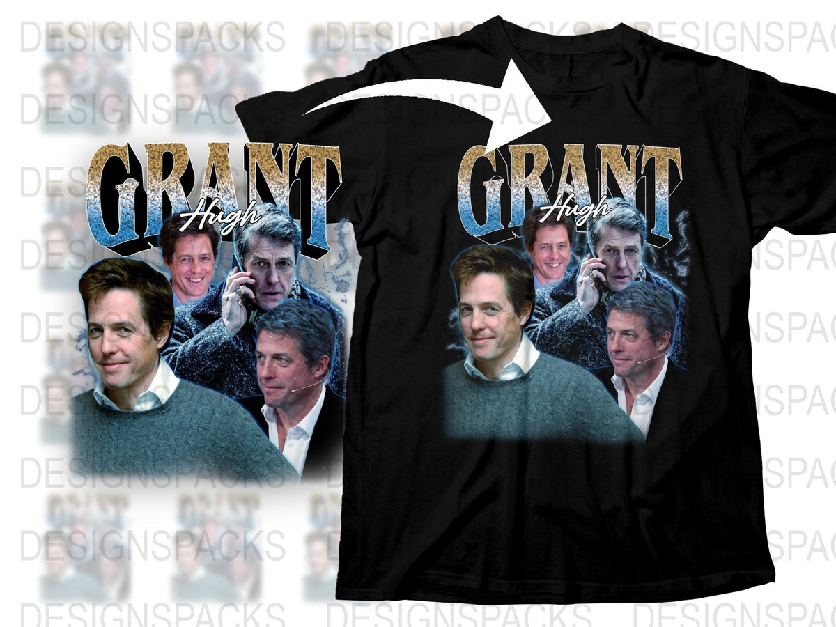 Hugh Grant Graphic T-Shirt, Vintage Movie Star Collage Tee, Unisex Fashion Top, Celebrity Print Shirt