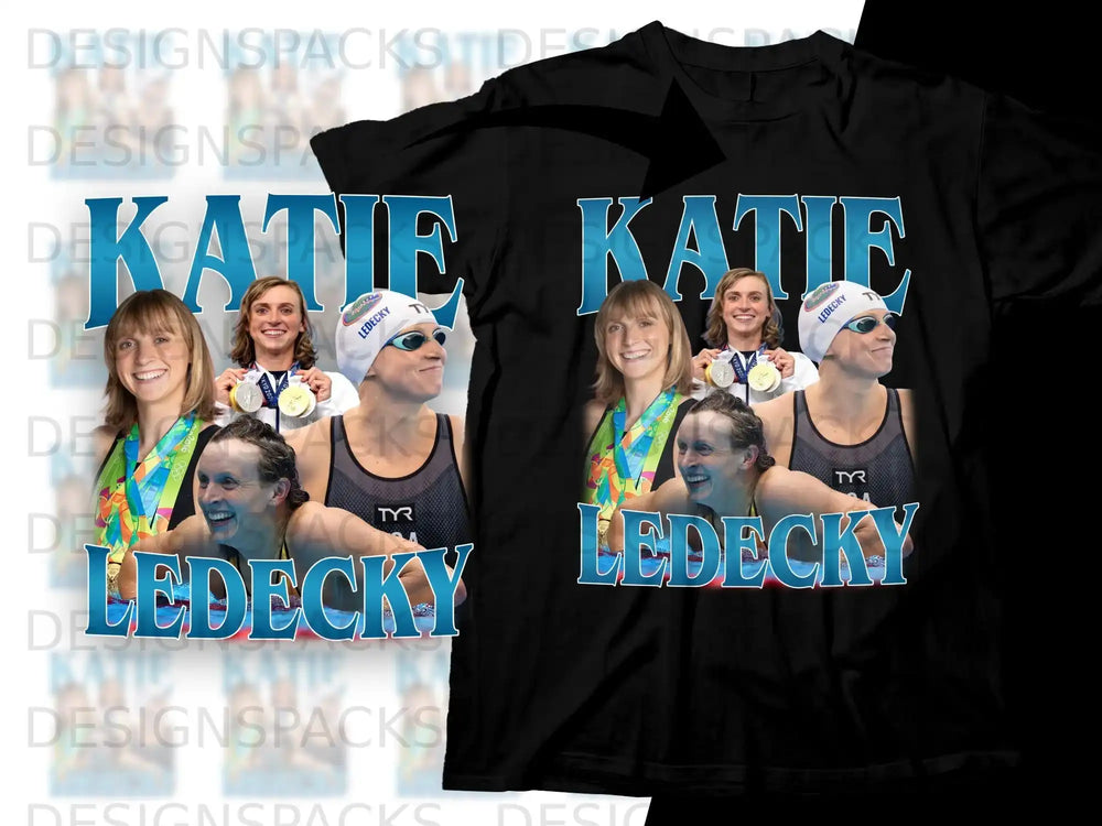 Katie Ledecky collage with Olympic medals and TYR logo.