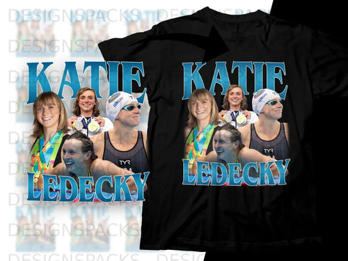Katie Ledecky collage with Olympic medals and TYR logo.