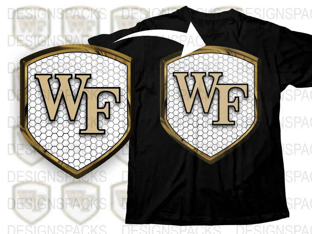 Classic Monogram WF Shield T-Shirt, Custom Initials Black and White Tee, Personalized Letter Graphic Shirt for All Occasions
