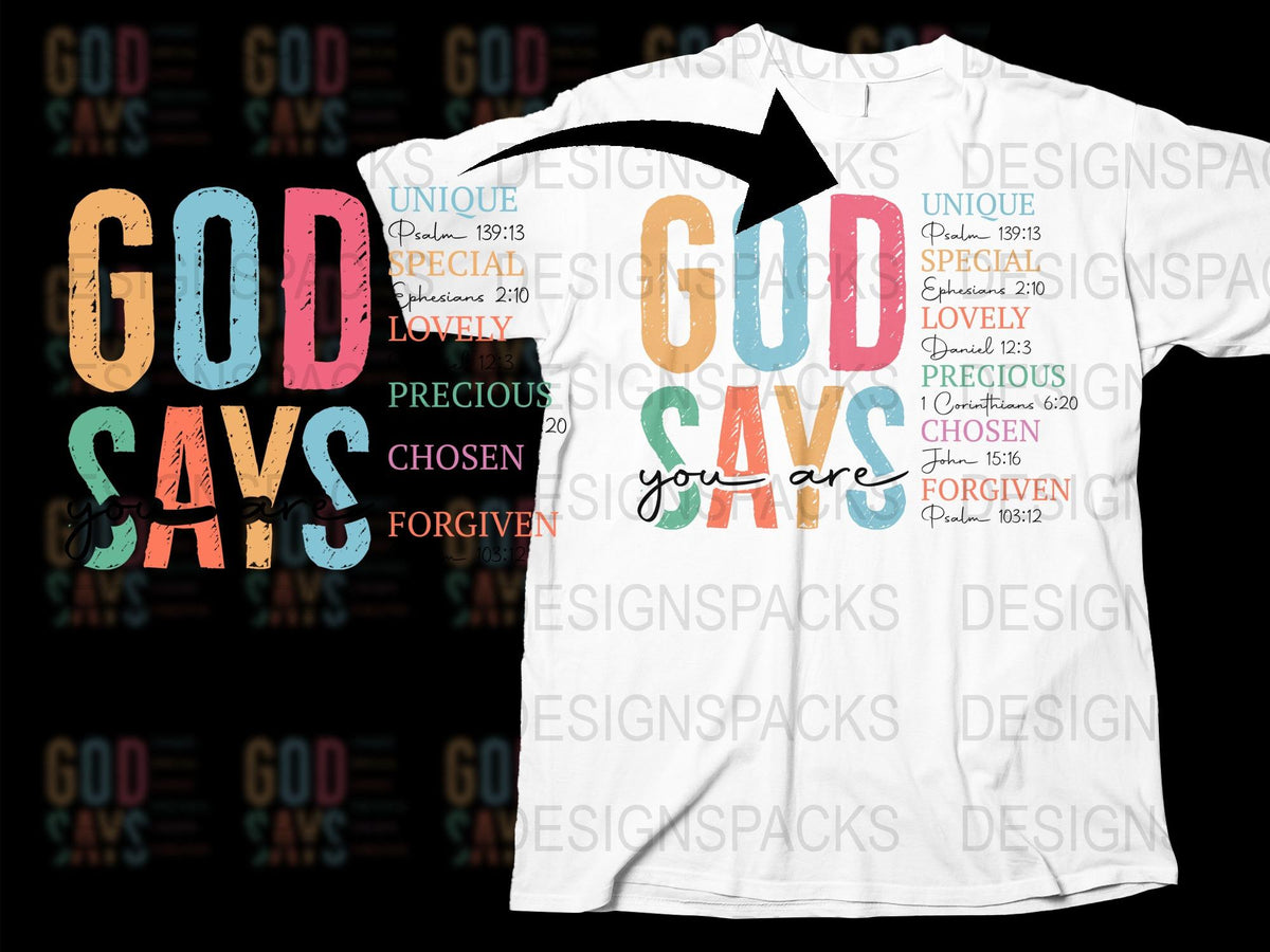Christian T-Shirt 'God Says You Are' Inspirational Quotes Unisex Tee