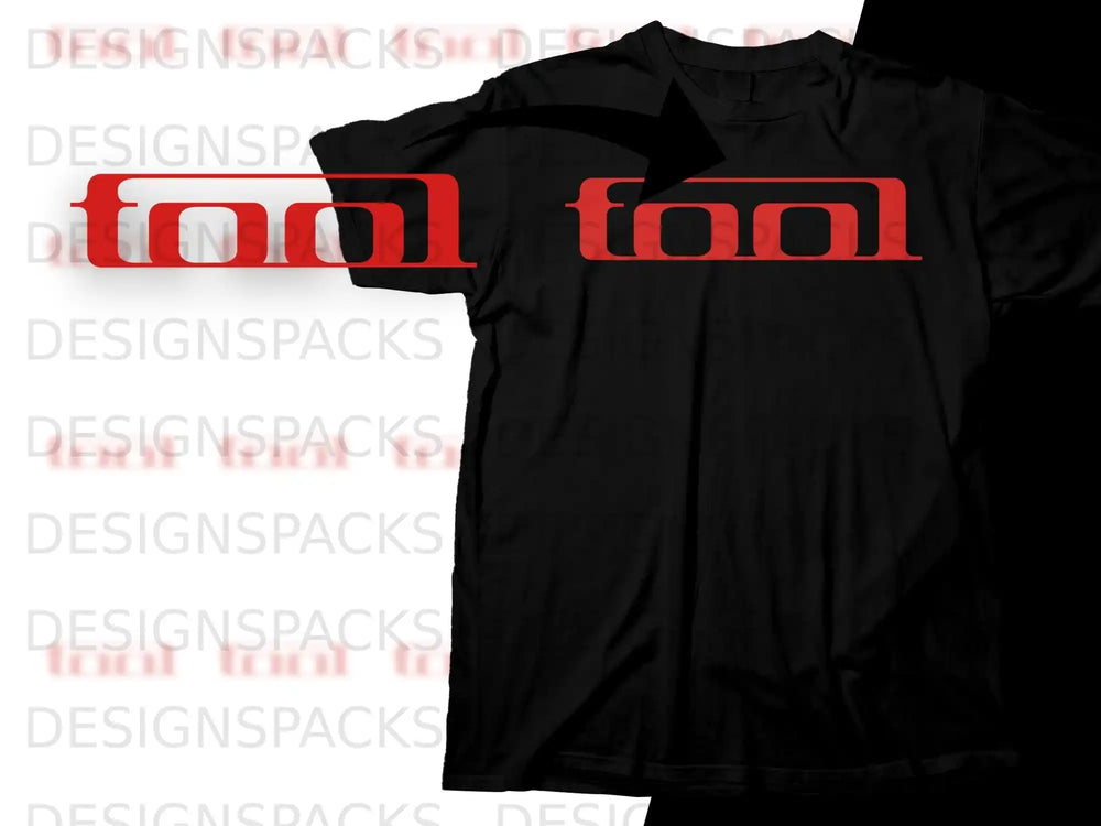 Black t-shirt with red Tool logo.