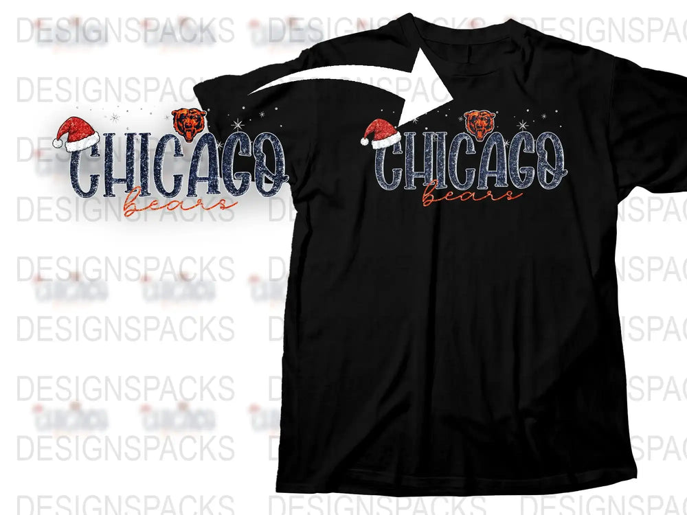 Chicago Bears T-Shirt, Black Graphic Tee, Sports Fan Apparel, Football Team Shirt, Casual Wear