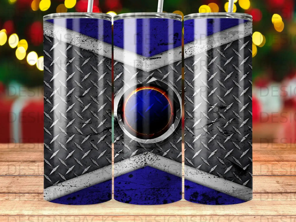Diamond Plate Blue Stripe Metal Rugged Glow Circle product type