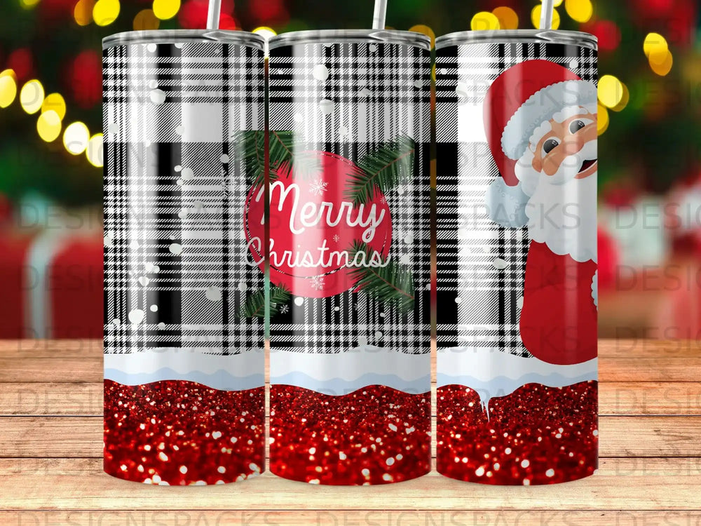 Merry Christmas Santa Plaid Red Glitter Winter product type