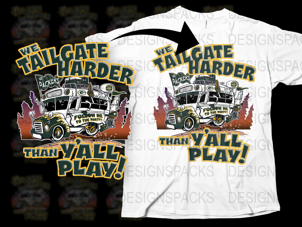 Vintage Tailgate Party T-Shirt, 'We Tailgate Harder Than Y'all Play' Graphic Tee, Football Fan Apparel