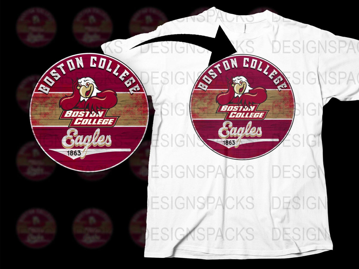 Boston College Eagles T-Shirt, Maroon and White Graphic Tee, College Apparel, Sports Fan Gear 1863