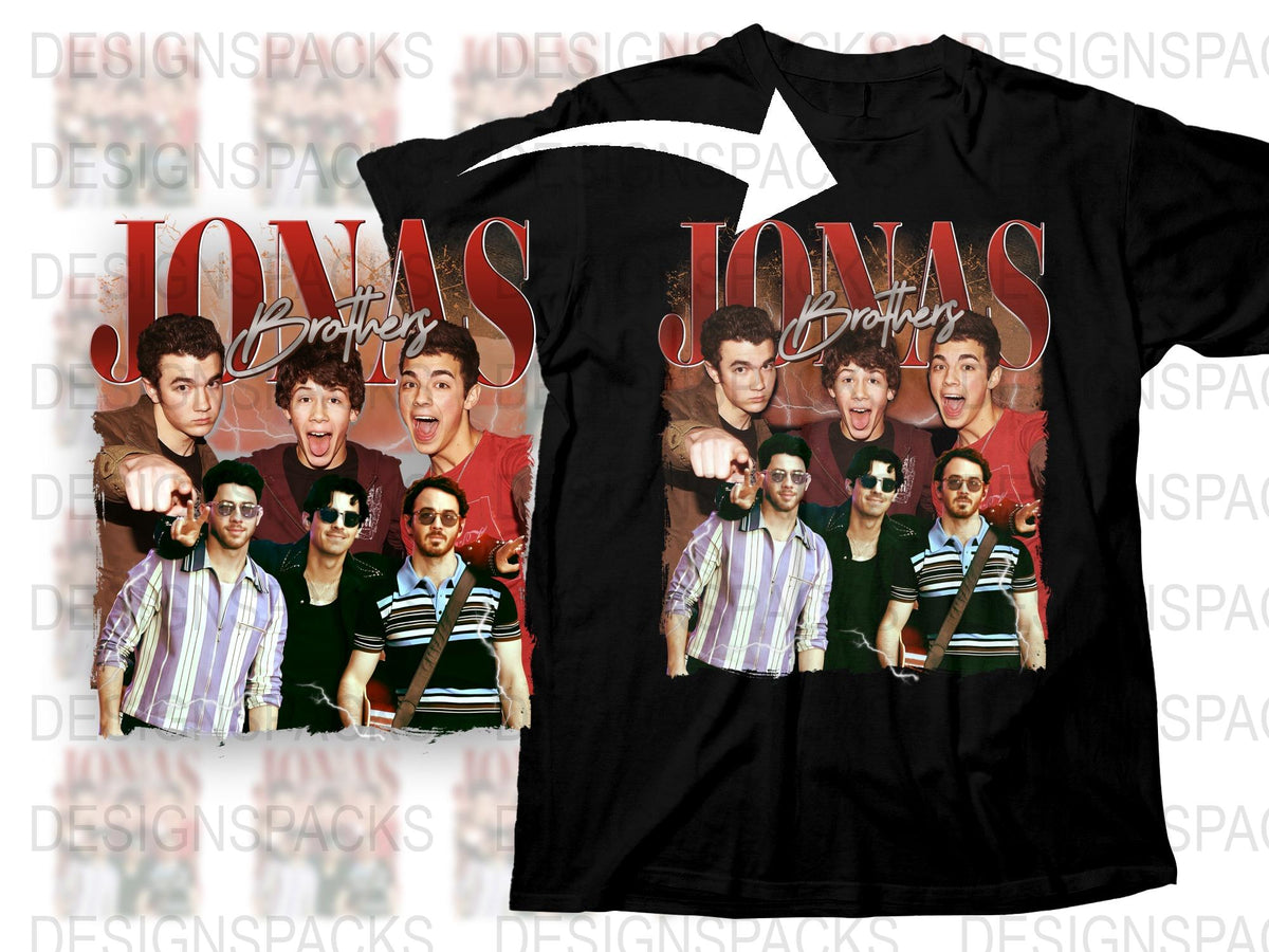 Jonas Brothers Graphic T-Shirt, Vintage Band Tee, Pop Music Fan Merch, Unisex Black Shirt