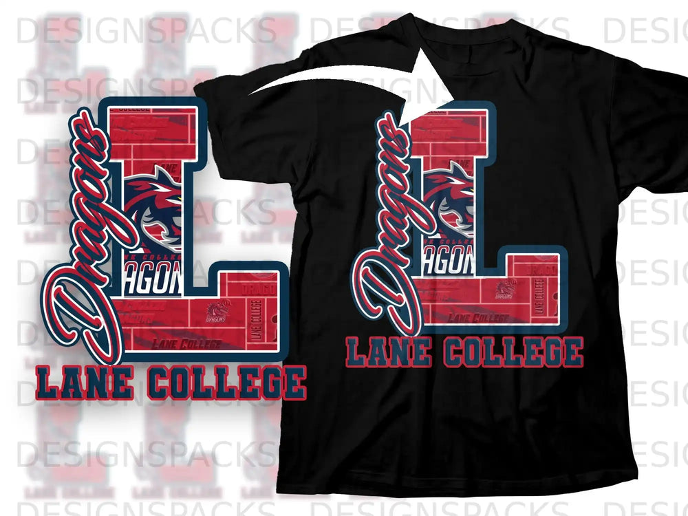 Lane College Dragons Logo Graphic T-Shirt