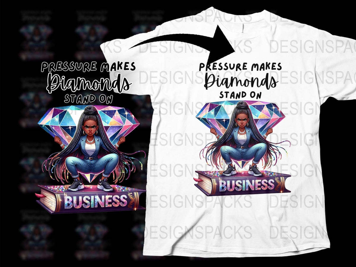 Women's Graphic Tee, Pressure Makes Diamonds Stand On Business, Stylish Urban T-Shirt Design, Colorful Apparel