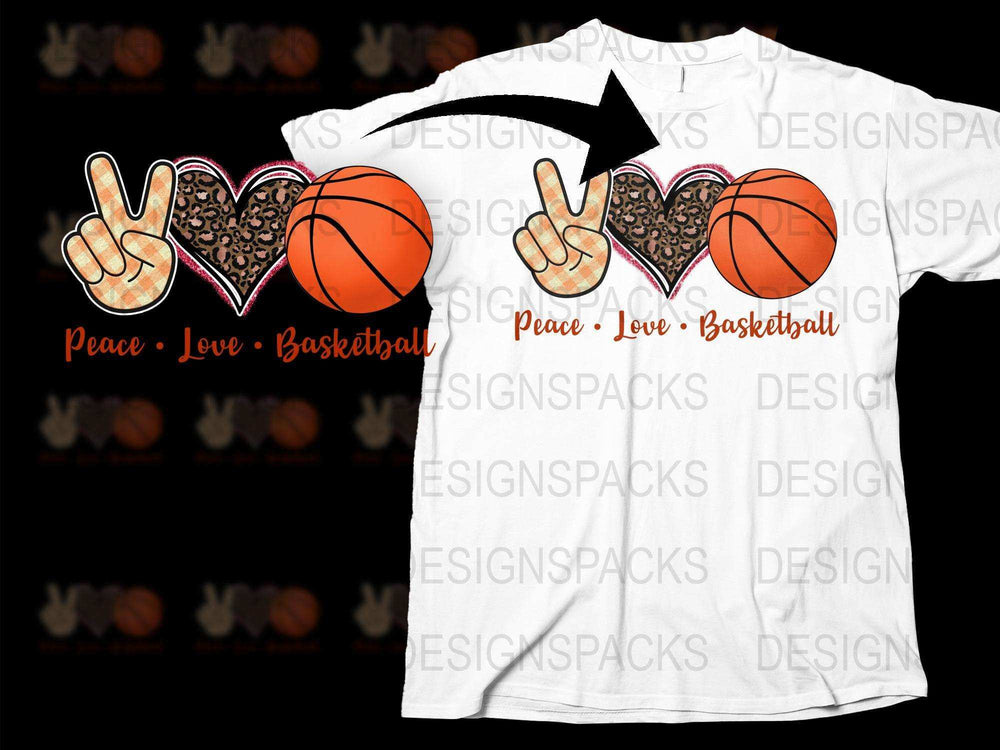 Peace Love Basketball T-Shirt Sports Graphic Tee Gift for Fans Unisex Design