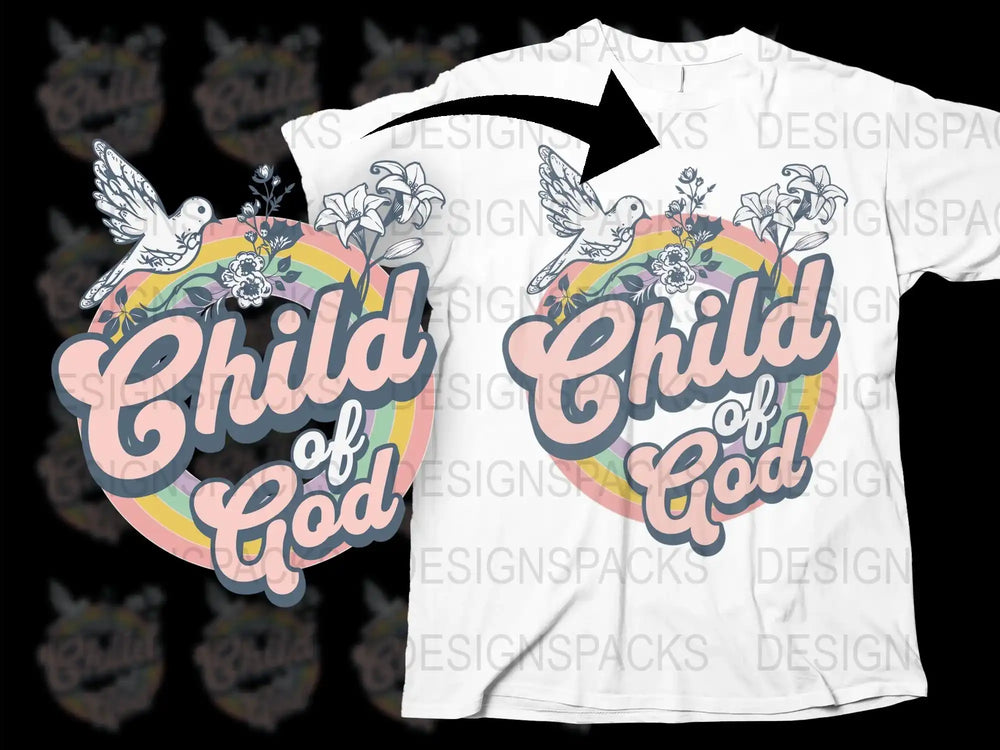 Child of God T-Shirt, Floral Christian Tee, Inspirational Faith-Based Clothing