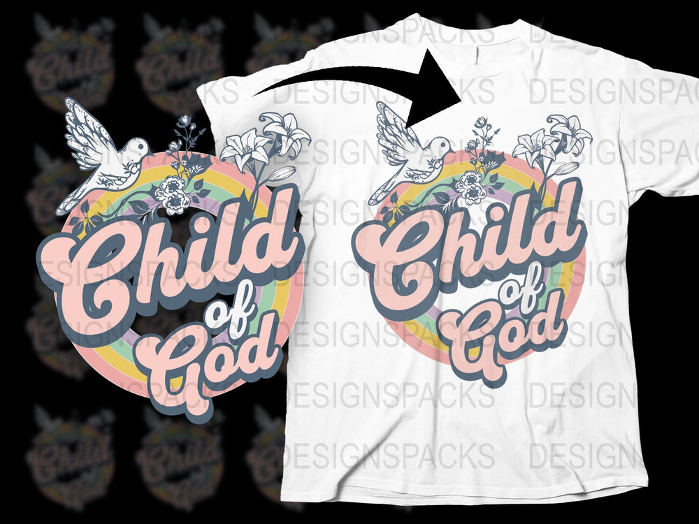 Child of God T-Shirt, Floral Christian Tee, Inspirational Faith-Based Clothing