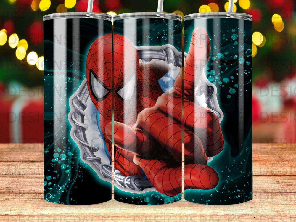 Spider-Man's mask and hand with webbing on a black background.