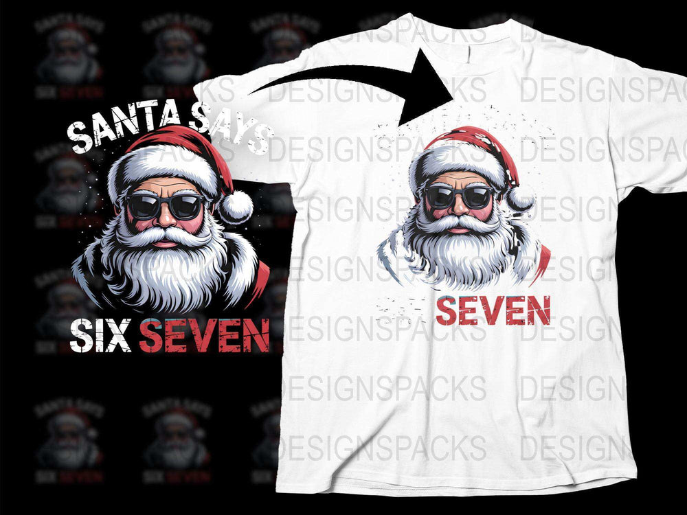 Santa Says Seven Christmas T-Shirt, Funny Santa Claus Holiday Tee, Festive Winter Apparel, Unique Gift Idea