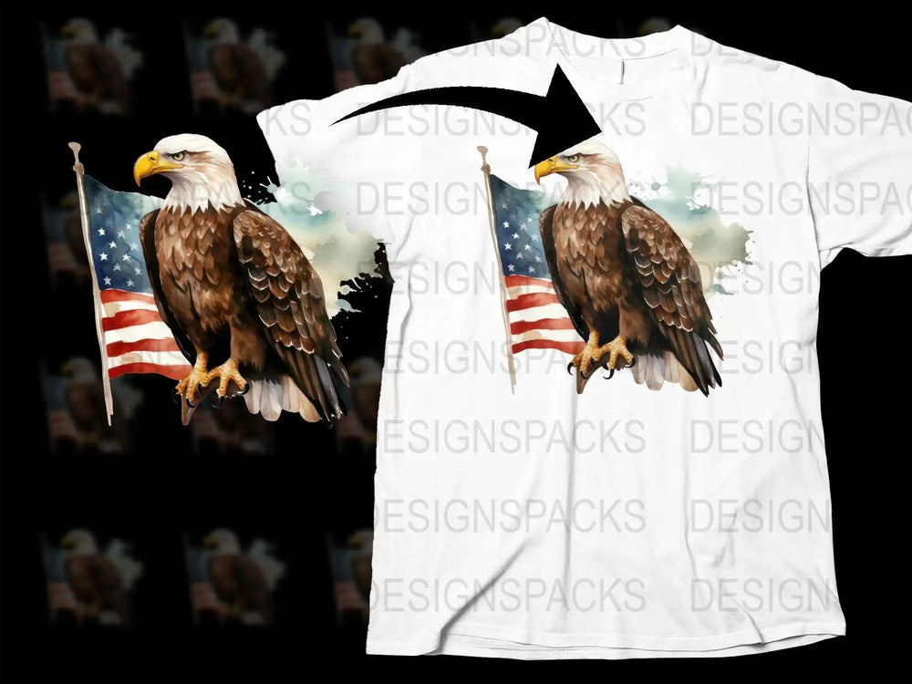 Patriotic Eagle T-Shirt, American Flag Graphic Tee, Bald Eagle Independence Day Apparel, Unisex Adult Clothing