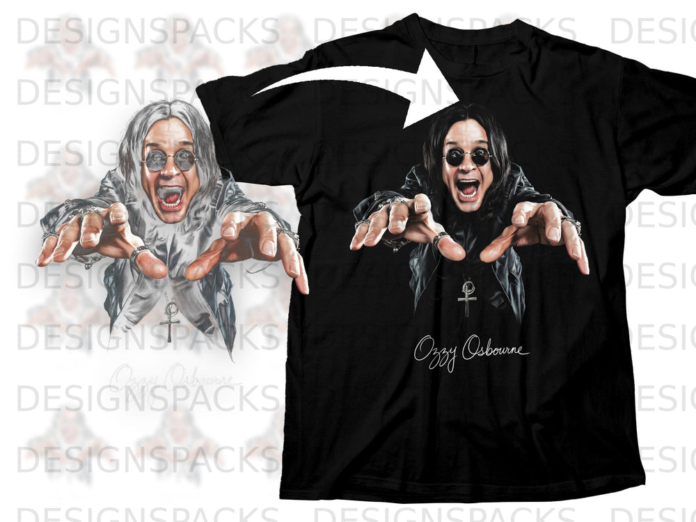 Black t-shirt with Ozzy Osbourne graphic and signature.