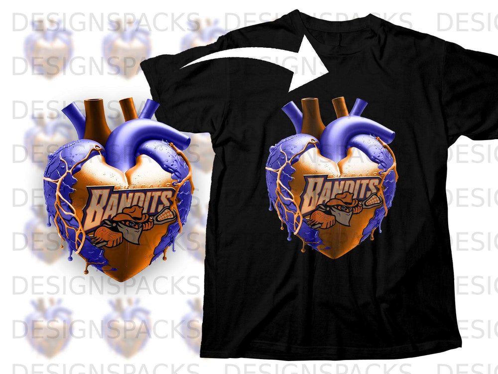Bandits Heart Shaped Print Design T-shirt Product