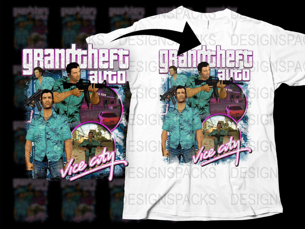 Grand Theft Auto Vice City T-Shirt, Vintage Game Graphic Tee, Retro 80s Style, Unisex Fashion