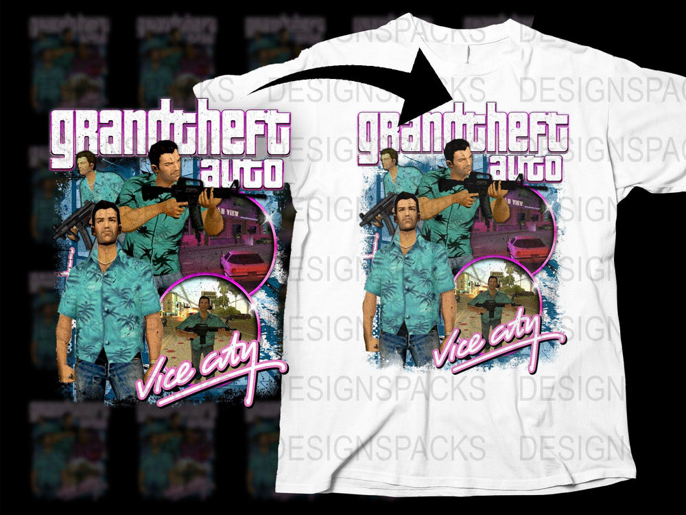 Grand Theft Auto Vice City T-Shirt, Vintage Game Graphic Tee, Retro 80s Style, Unisex Fashion