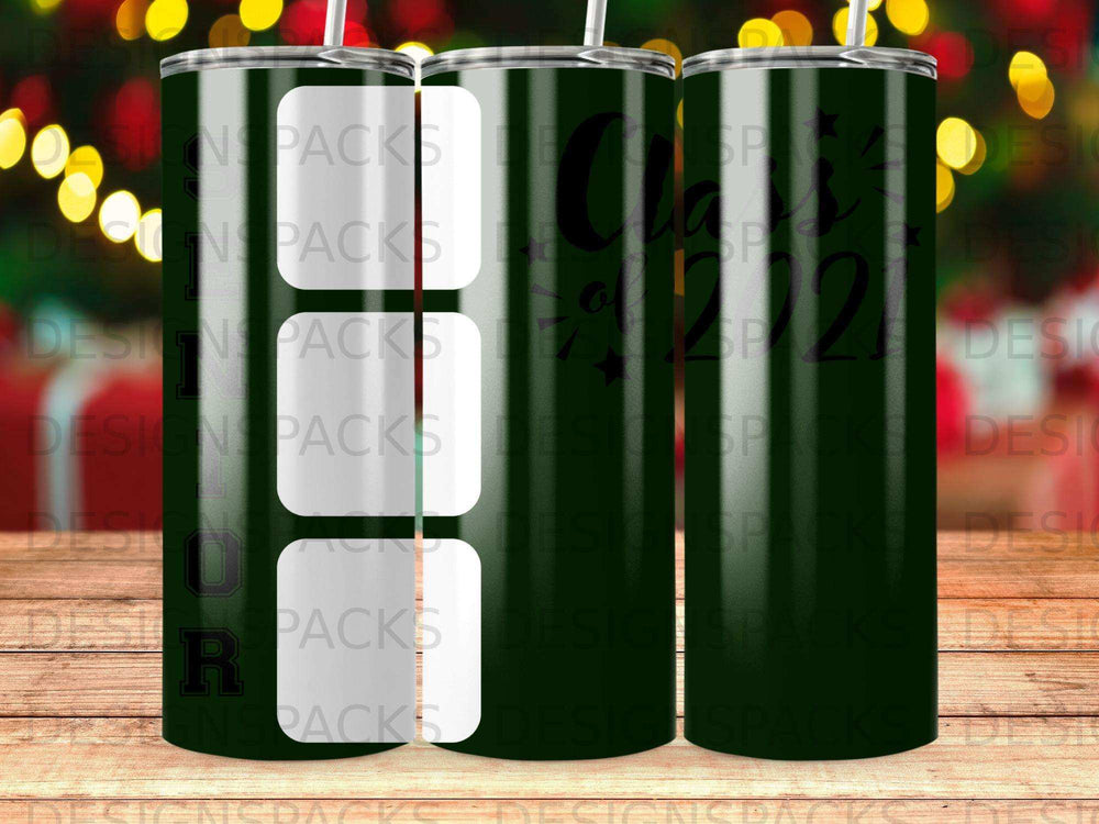 Tumbler cup with a dark green design and "DECUEENS PACKS 18" text.