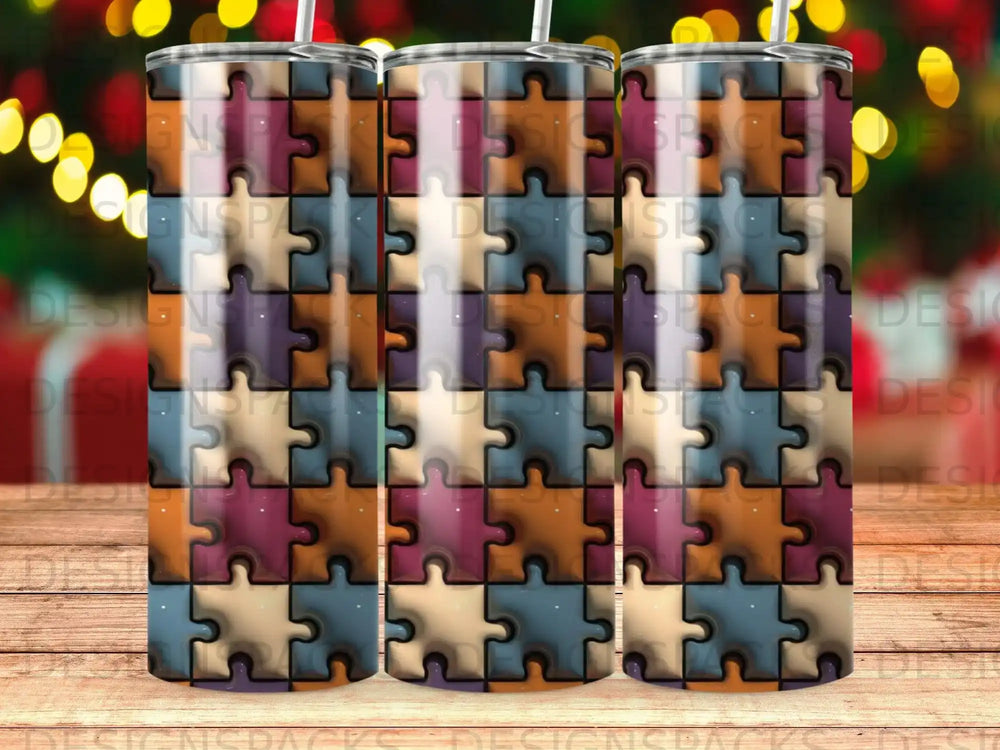 Muted Colorful Puzzle Piece Pattern Design Graphic product type