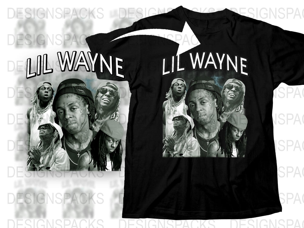 Lil Wayne Graphic T-Shirt, Unisex Hip Hop Tee, Music Artist Fan Merch, Street Style Apparel, Black Cotton Shirt with Celebrity Print