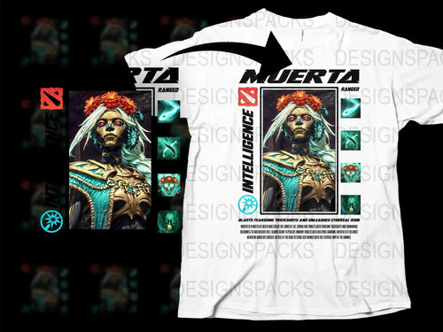 Dia de los Muertos Sugar Skull Woman T-Shirt, Colorful Floral Headdress, Mexican Culture Inspired, Unique Graphic Tee