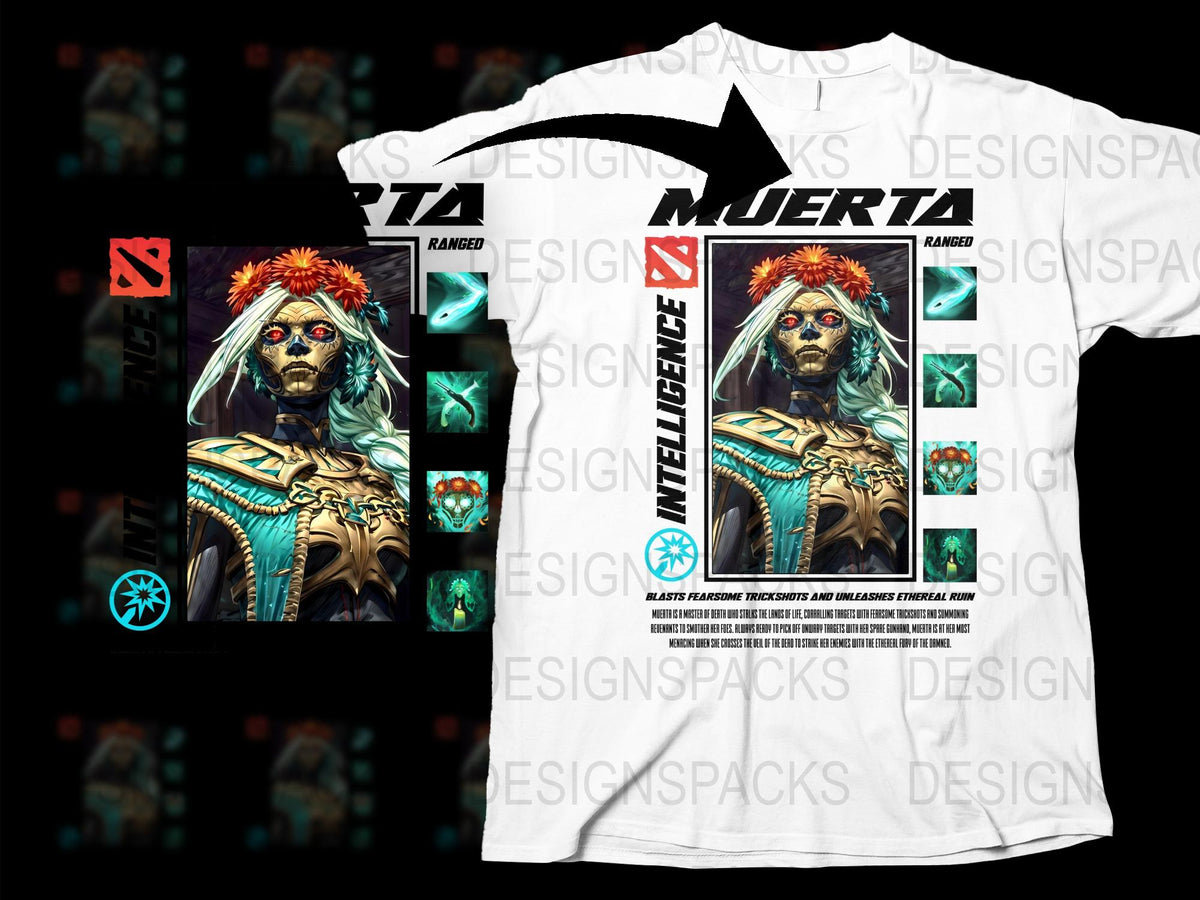 Dia de los Muertos Sugar Skull Woman T-Shirt, Colorful Floral Headdress, Mexican Culture Inspired, Unique Graphic Tee