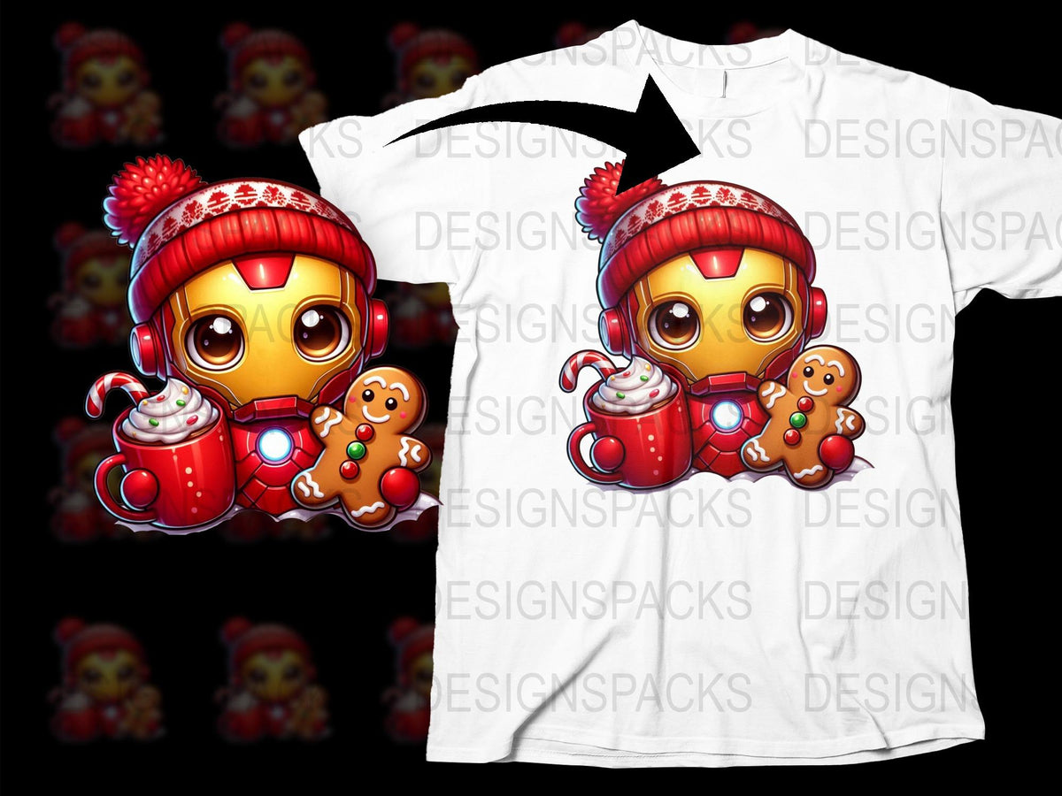 Cute Emoji Christmas T-Shirt, Kids Festive Tee with Gingerbread and Hot Cocoa Design, Holiday Apparel