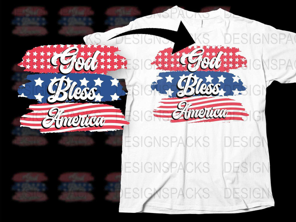 God Bless America T-Shirt, Patriotic Tee, USA Flag Design, Red White and Blue, Unisex Fashion