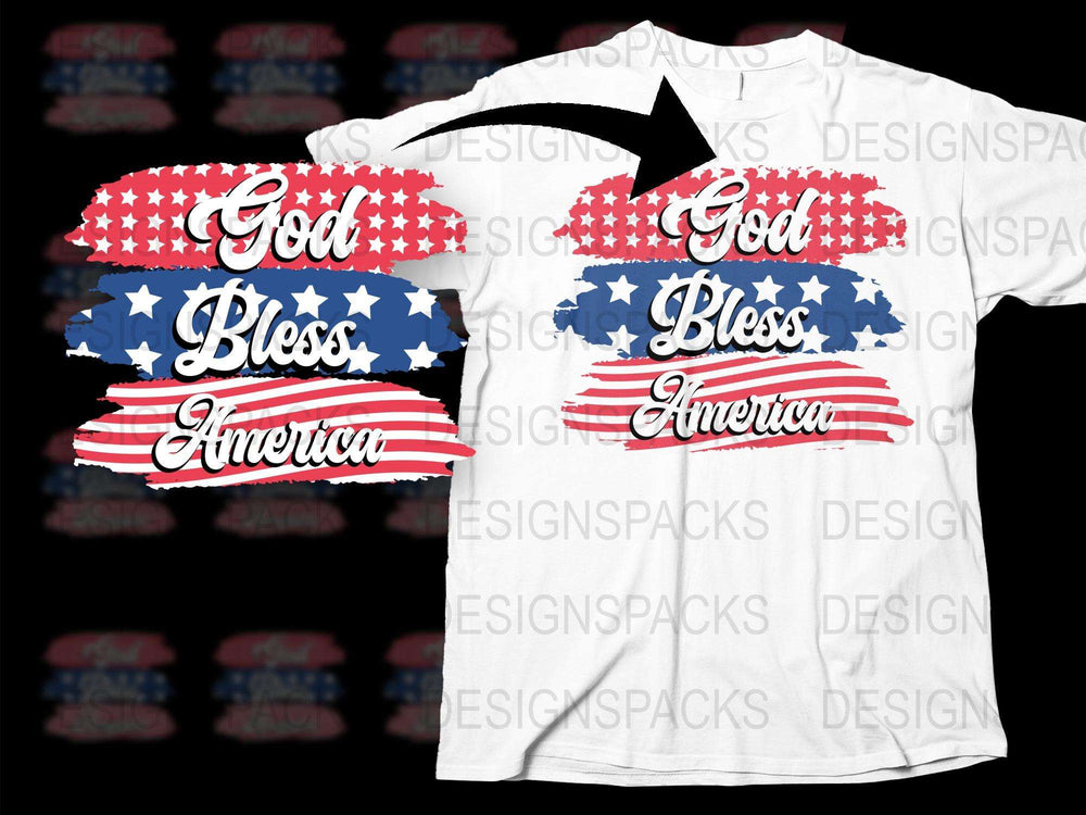 God Bless America T-Shirt, Patriotic Tee, USA Flag Design, Red White and Blue, Unisex Fashion