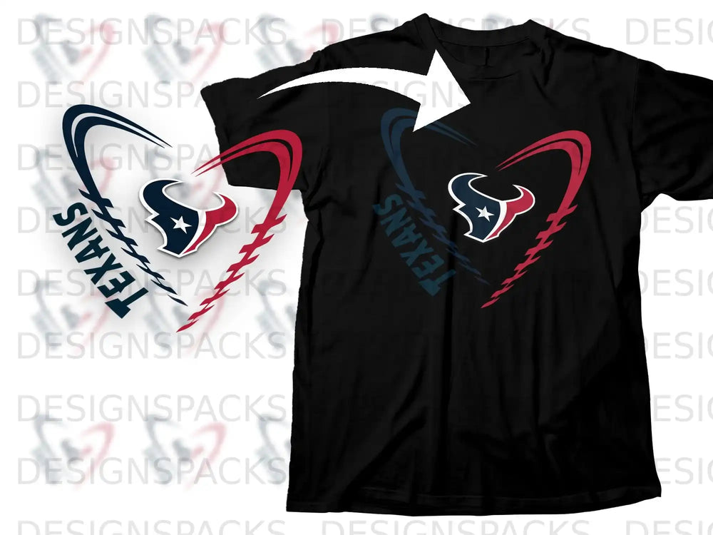 Texans Heart Design T-Shirt for Football Fans