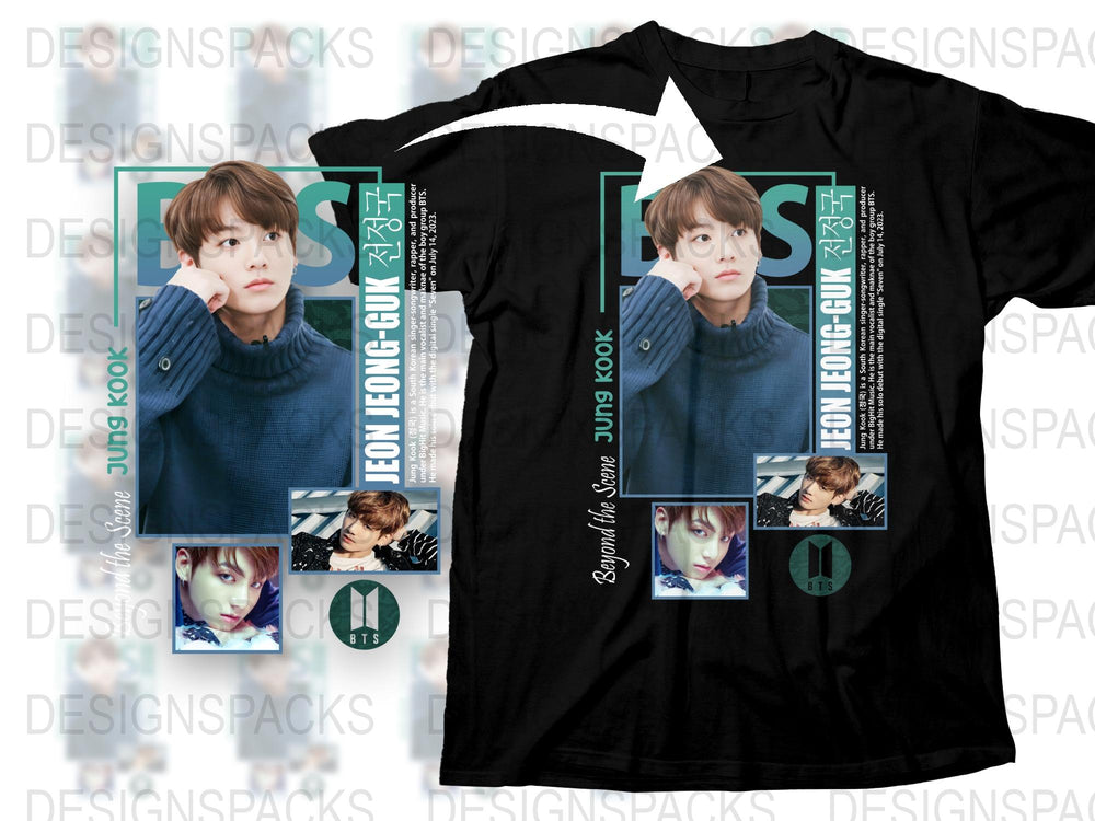 Jungkook Fan T-Shirt, BTS Inspired Graphic Tee, K-Pop Idol Print Shirt, Casual Cotton Top, Unique Gift for Fans