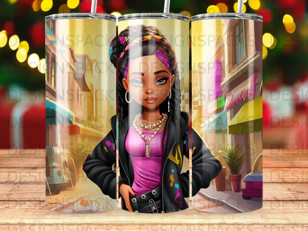 Young woman with braided hair wearing a pink top and black jacket.