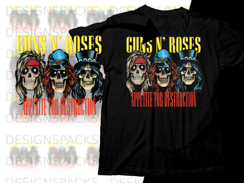 Guns N' Roses Appetite for Destruction t-shirt with skull graphics.