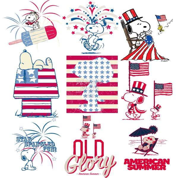 9 4th of July Cartoon Designs Bundle PNG designspacks