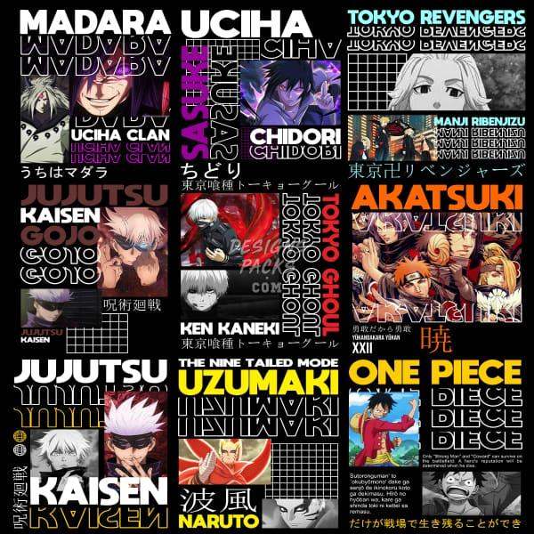9 Anime Mix Designs Bundle PNG DESIGNSPACKS