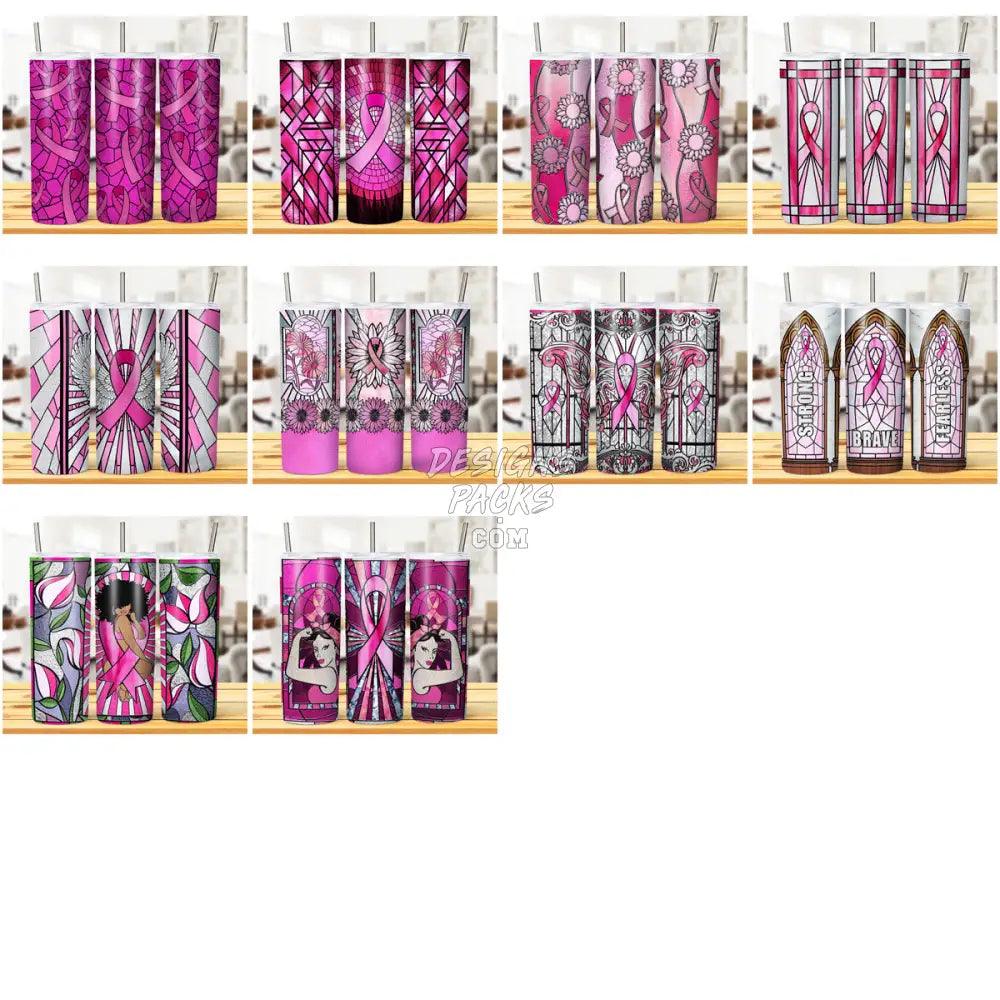 9 Breast Cancer Stained Glass Tumbler Wrap Bundle Jpg