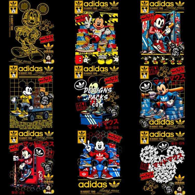 9 Cartoon Mouse Streetwear Brand Designs Bundle Png + Psd