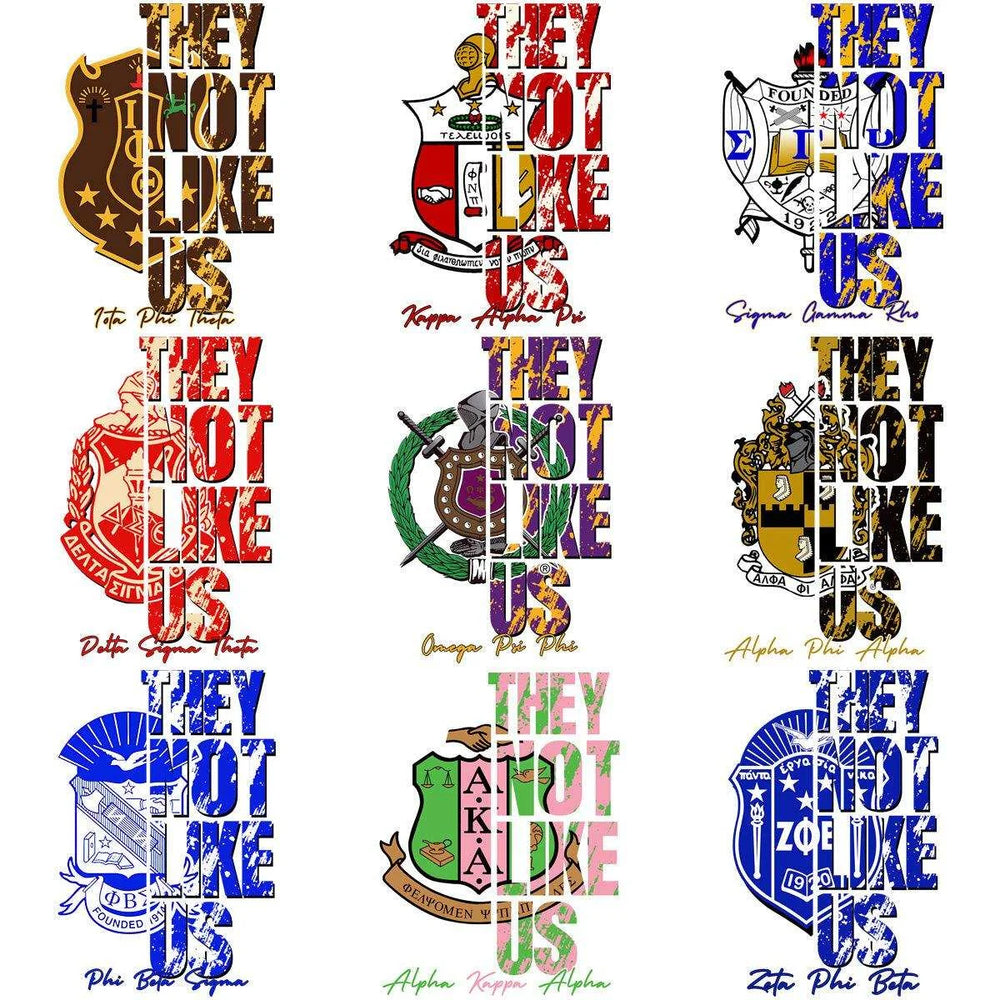 9 Sororities And Fraternities They Not Like Us Designs Bundle PNG