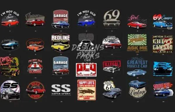 90 Chevrolet Camaro Classics Designs Bundle PNG